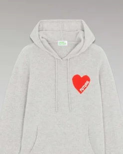 Outlet FROM FUTURE Pull Hoodie Coeur Leger Gris Chine Clair