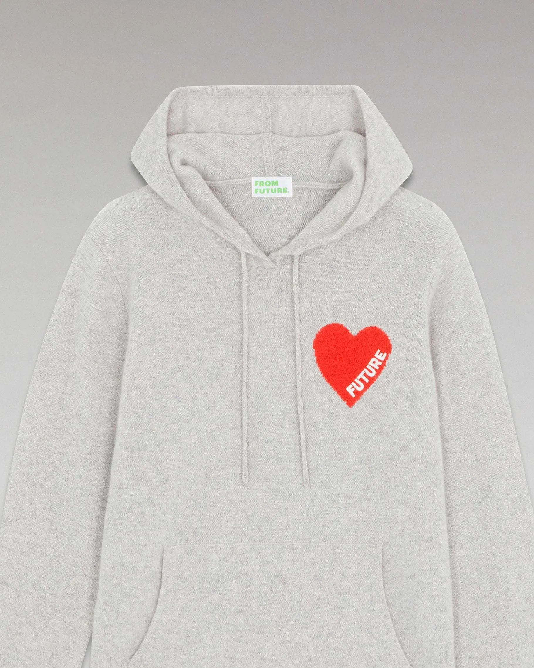 Outlet FROM FUTURE Pull Hoodie Coeur Leger Gris Chine Clair