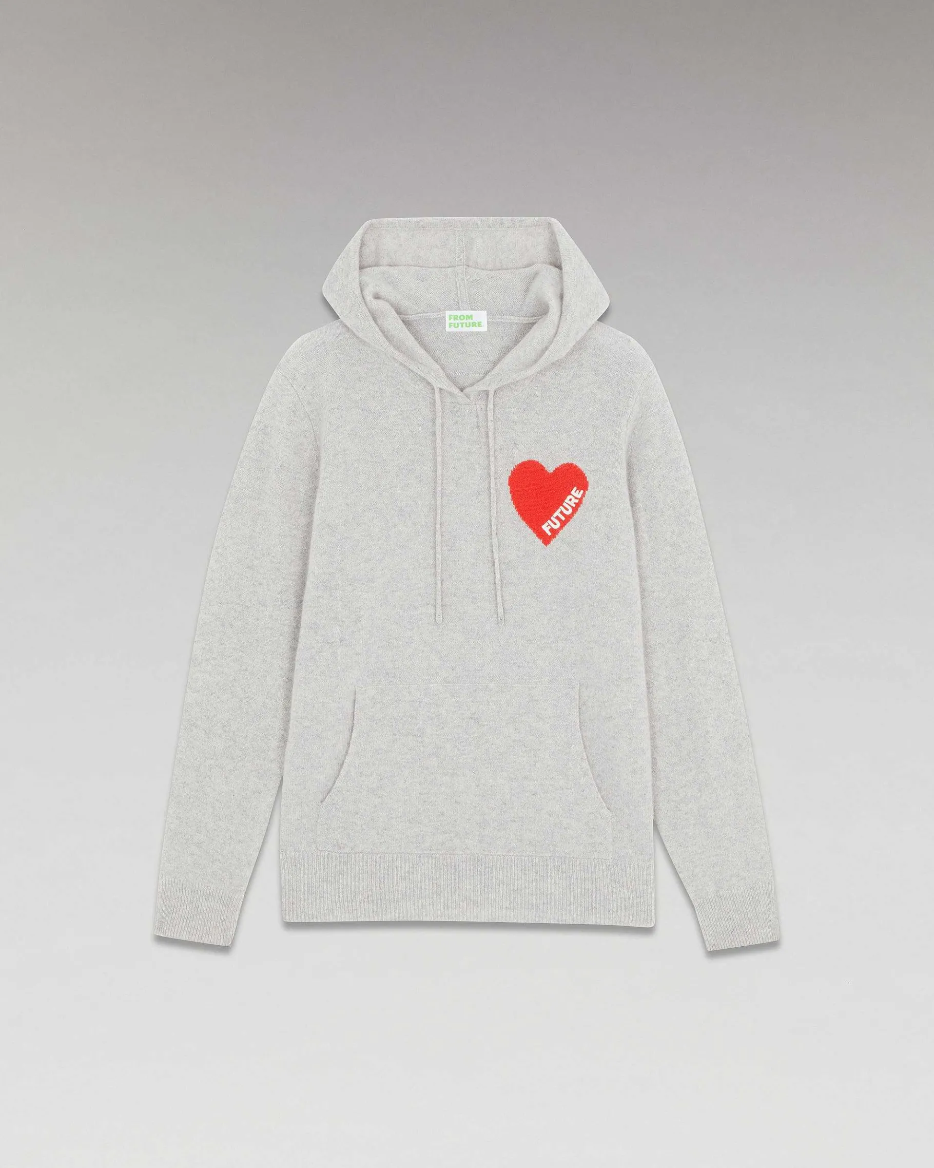 Outlet FROM FUTURE Pull Hoodie Coeur Leger Gris Chine Clair