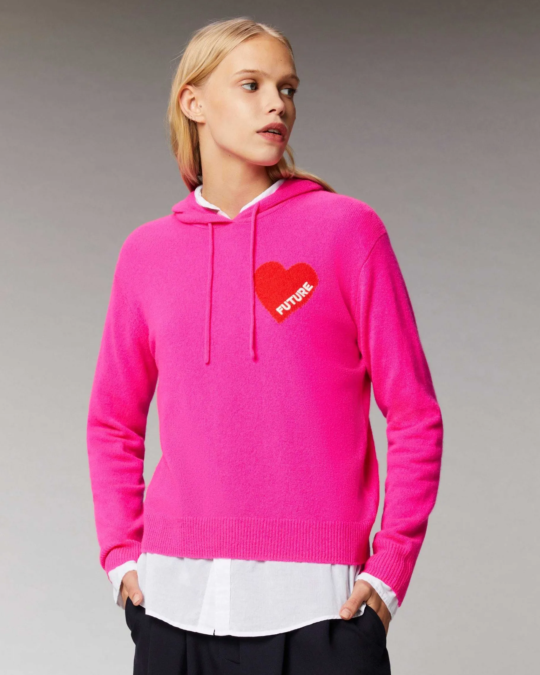 Sale FROM FUTURE Pull Hoodie Coeur Leger Flash Pink