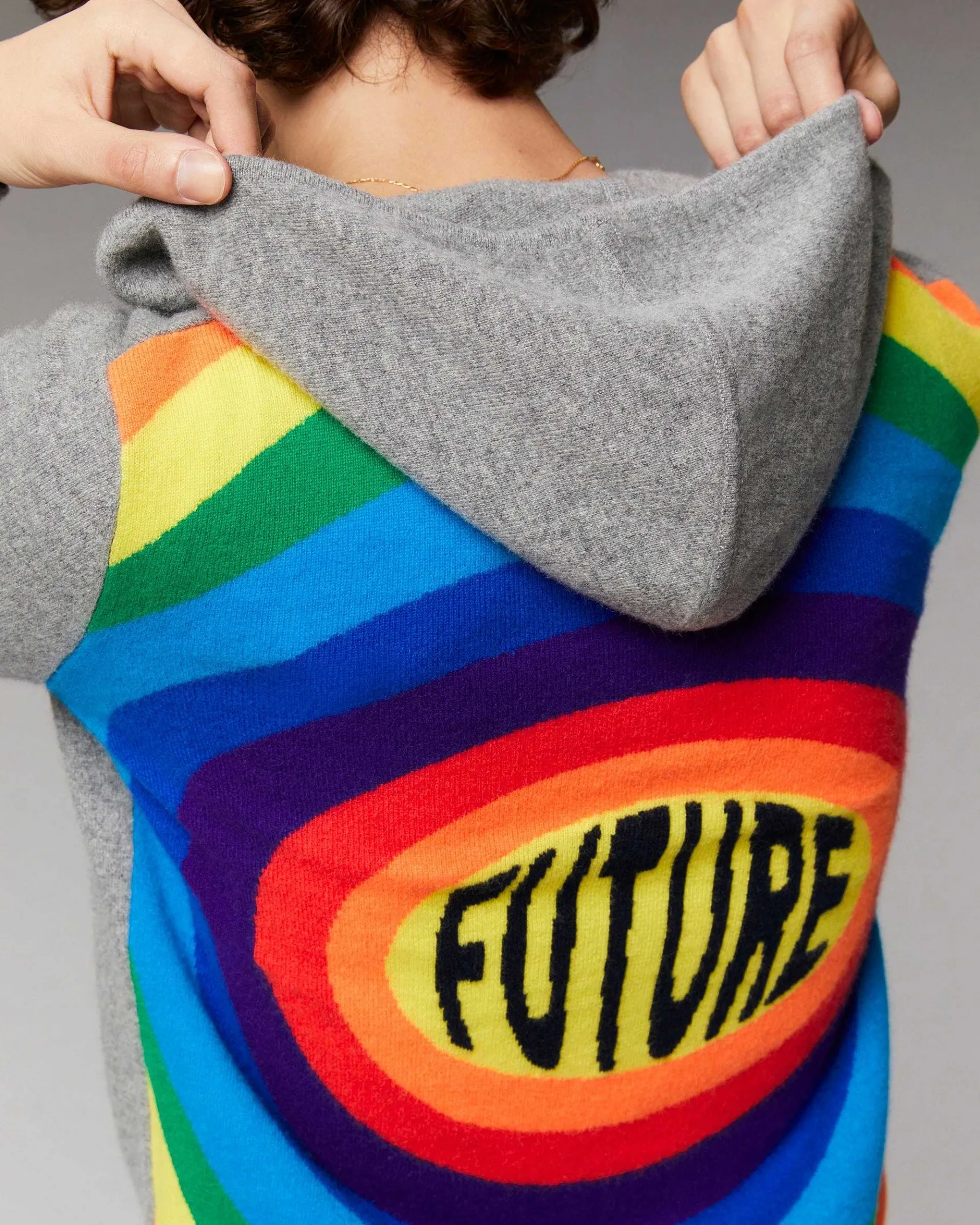 Best FROM FUTURE Pull Hoodie Dos Multicolore Future Gris Chine Fonce