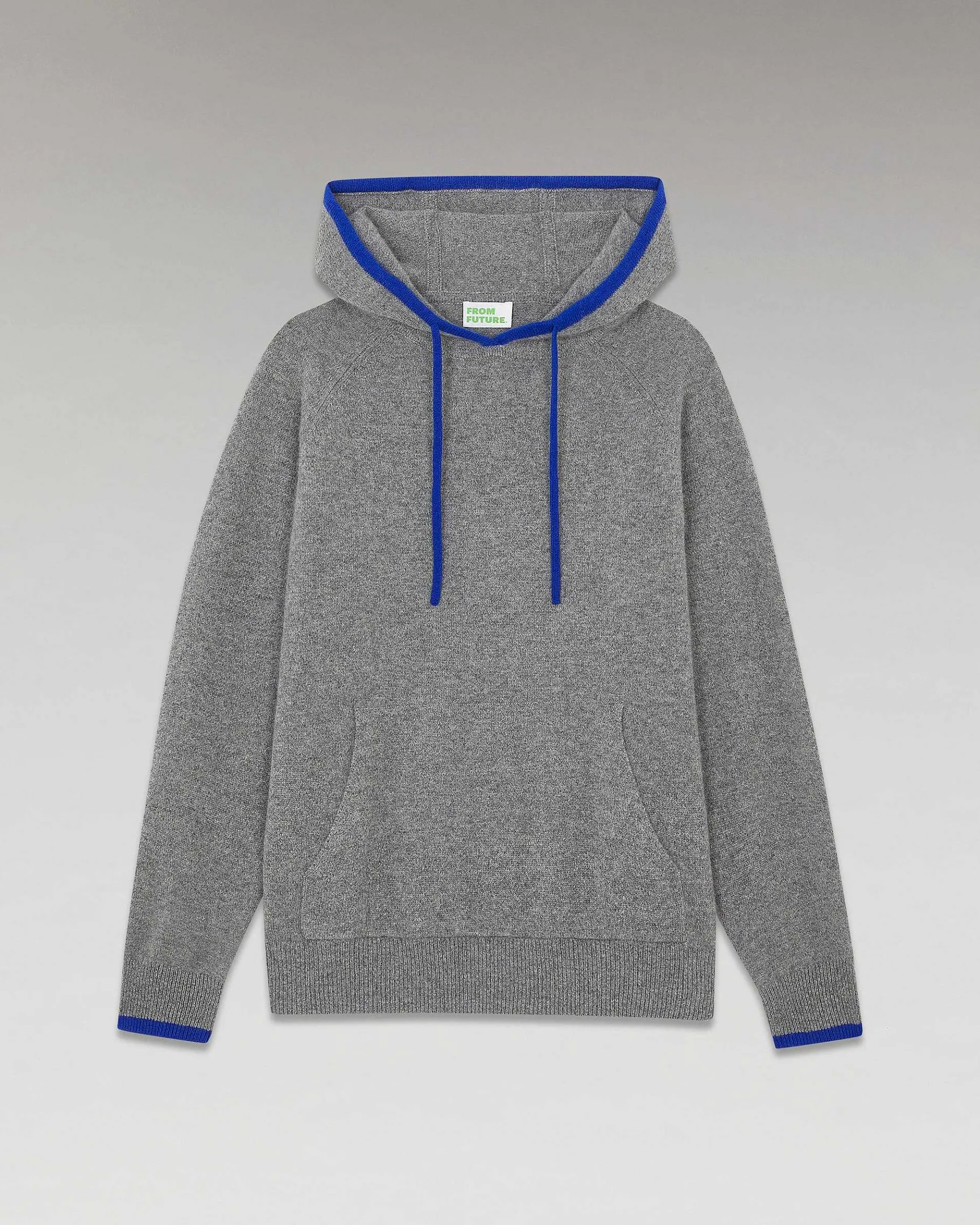 Sale FROM FUTURE Pull Hoodie Liserets Contrastes Leger Gris Chine Fonce