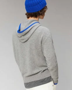 Sale FROM FUTURE Pull Hoodie Liserets Contrastes Leger Gris Chine Fonce