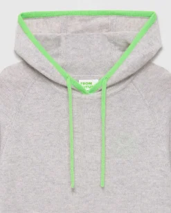 Outlet FROM FUTURE Pull Hoodie Liserets Contrastes Leger Gris Chine Clair