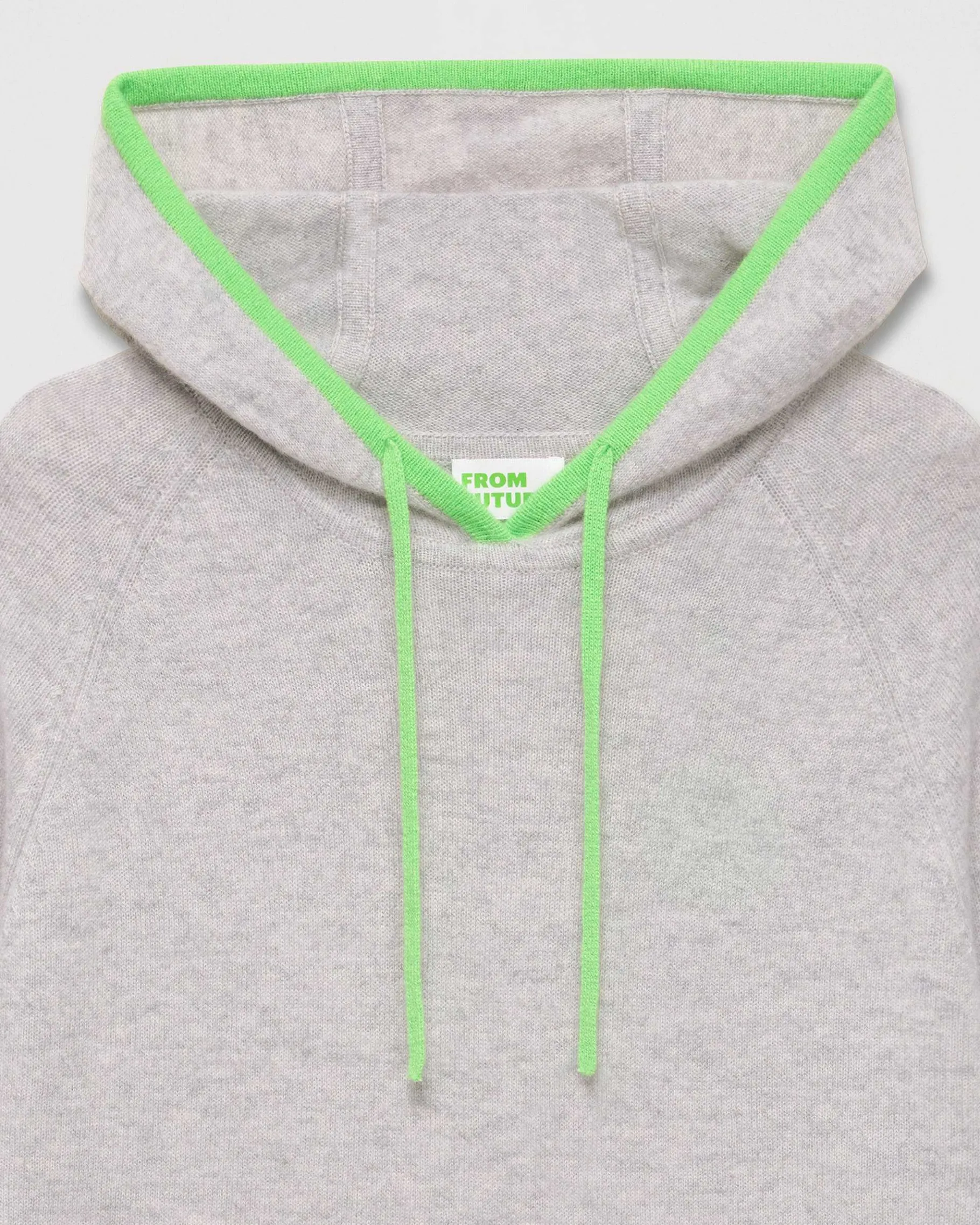 Outlet FROM FUTURE Pull Hoodie Liserets Contrastes Leger Gris Chine Clair
