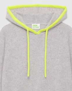 Online FROM FUTURE Pull Hoodie Liserets Contrastes Leger Gris Chine Clair