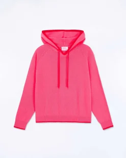Discount FROM FUTURE Pull Hoodie Oversize Liserets Contrastes Flower Pink