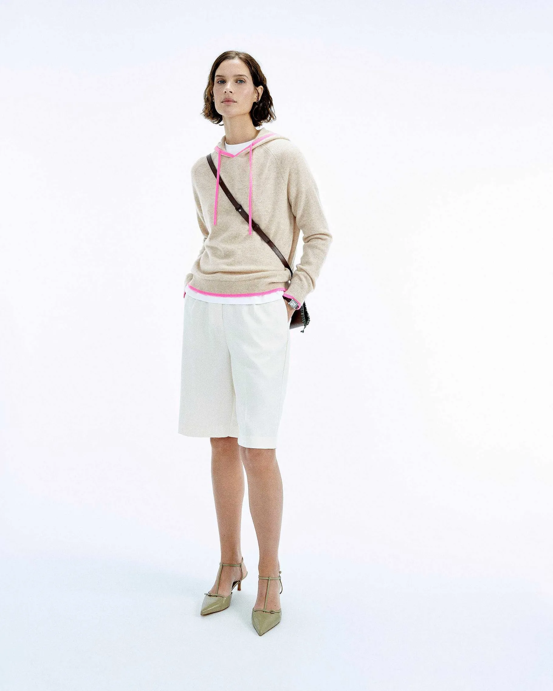 Discount FROM FUTURE Pull Hoodie Oversize Liserets Contrastes Flower Pink