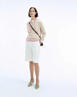 FROM FUTURE Pull Hoodie Oversize Liserets Contrastes Flower Pink
