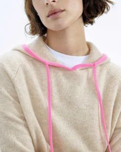 FROM FUTURE Pull Hoodie Oversize Liserets Contrastes Flower Pink