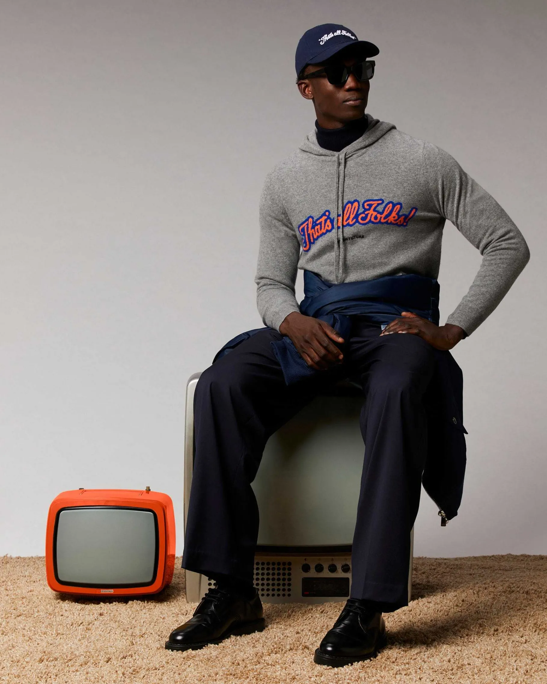 FROM FUTURE Pull Hoodie That'S All Folks Gris Chine Fonce