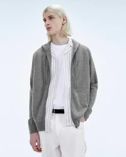 Outlet FROM FUTURE Pull Hoodie Uni Gris Chine Fonce