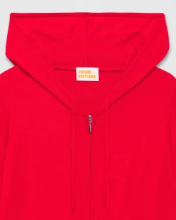 Hot FROM FUTURE Pull Hoodie Zippe Rouge Vif