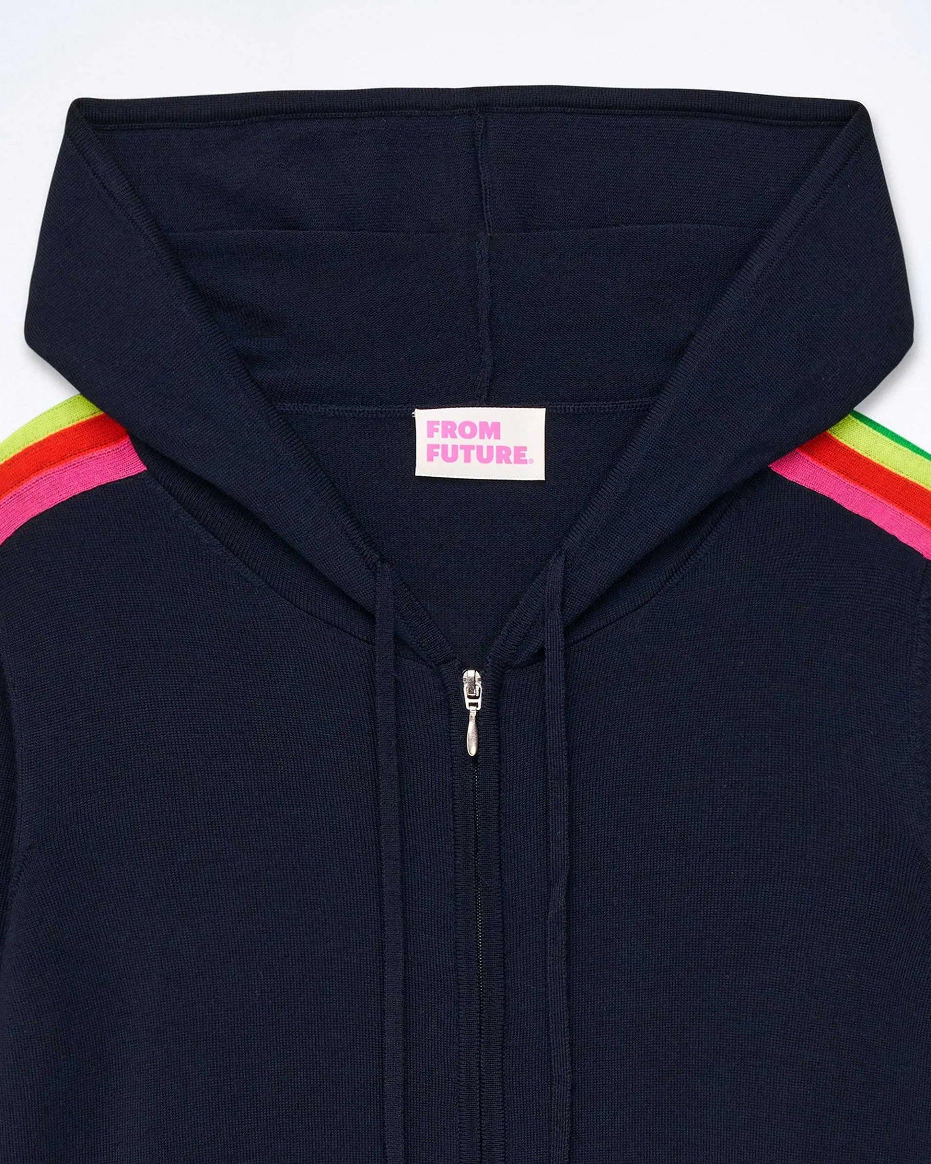 Best FROM FUTURE Pull Hoodie Zippe Bande Multicolore Navy