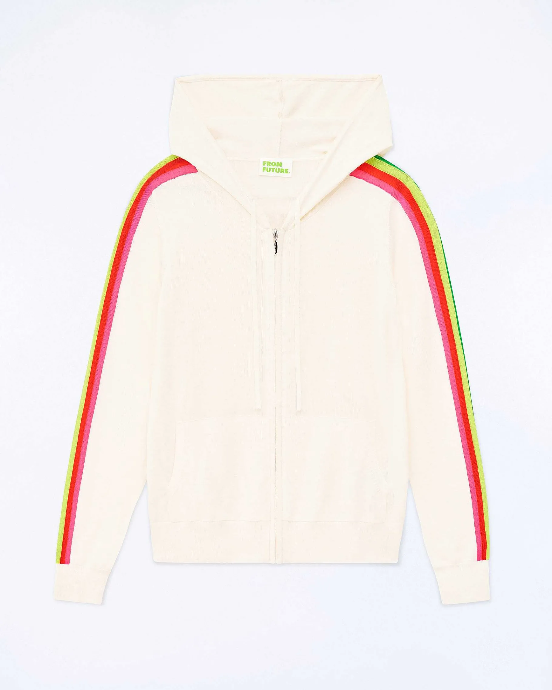 Clearance FROM FUTURE Pull Hoodie Zippe Bande Multicolore Ecru