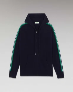Discount FROM FUTURE Pull Hoodie Zippe Bandes Navy