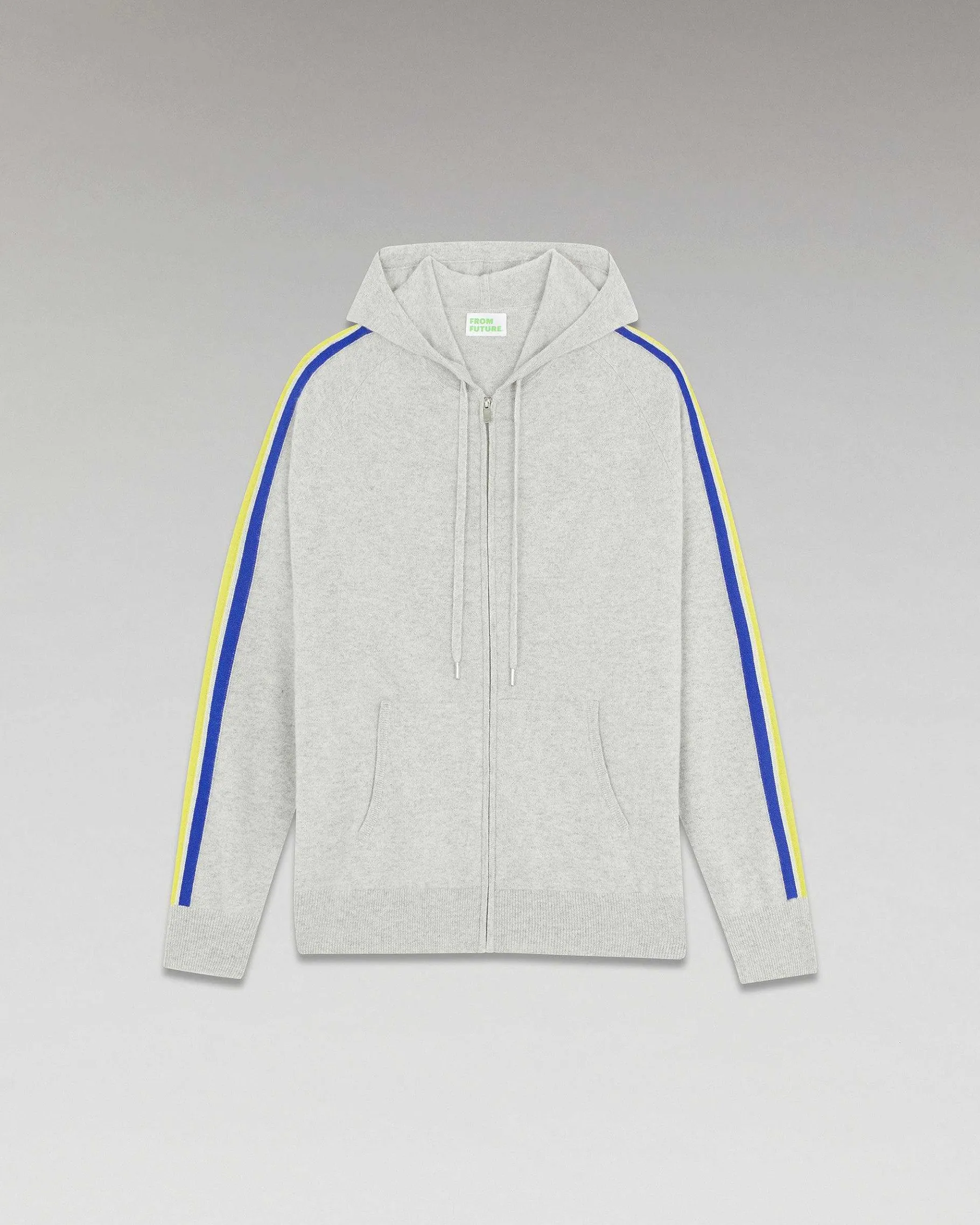 Outlet FROM FUTURE Pull Hoodie Zippe Bandes Gris Chine Clair