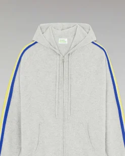 Outlet FROM FUTURE Pull Hoodie Zippe Bandes Gris Chine Clair