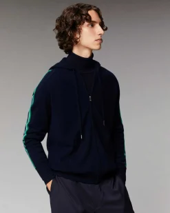 Hot FROM FUTURE Pull Hoodie Zippe Bandes Navy