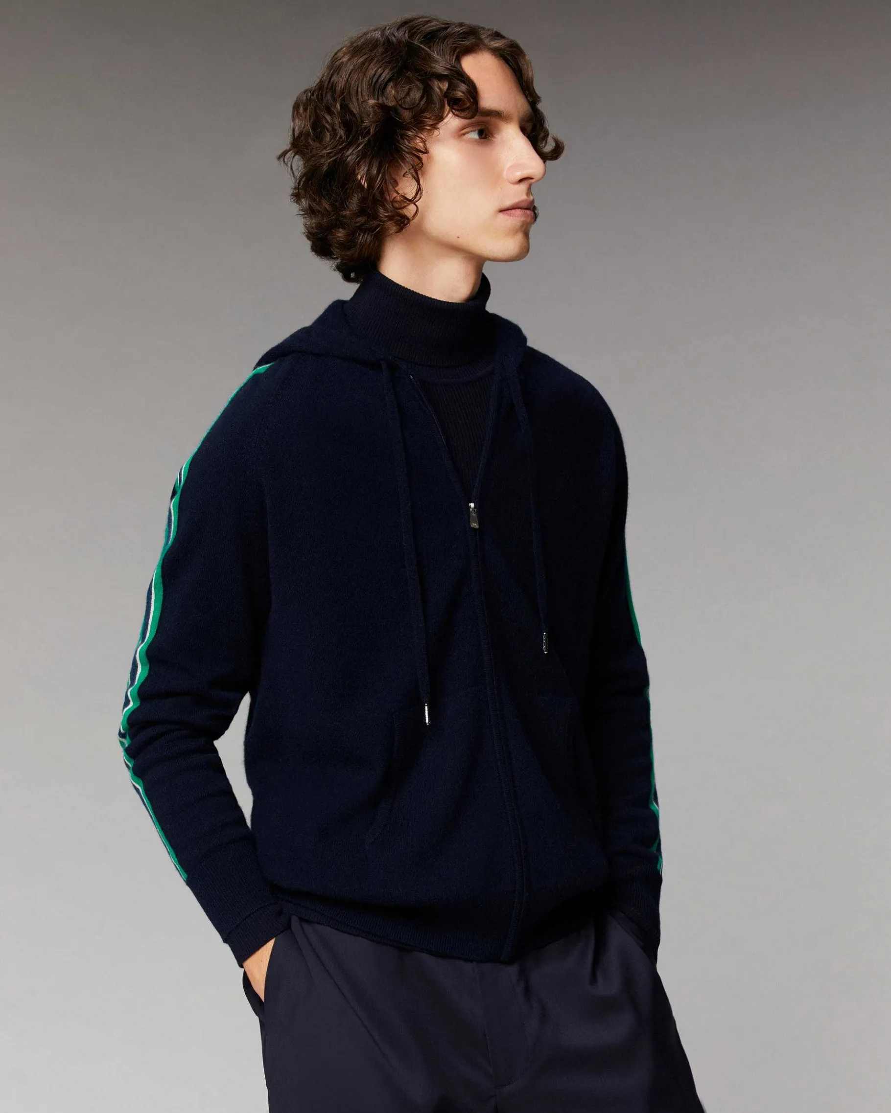 Hot FROM FUTURE Pull Hoodie Zippe Bandes Navy