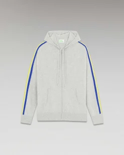 Discount FROM FUTURE Pull Hoodie Zippe Bandes Gris Chine Clair