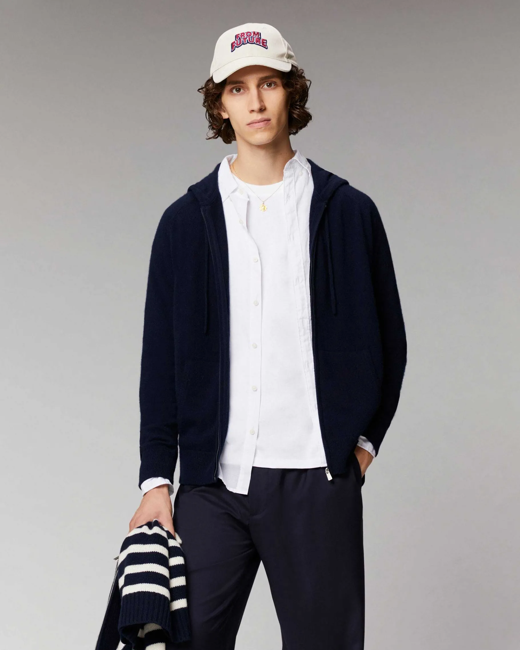 Outlet FROM FUTURE Pull Hoodie Zippe Basique Noir
