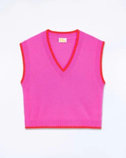 Hot FROM FUTURE Pull Sans Manche Bicolore Tropical Pink