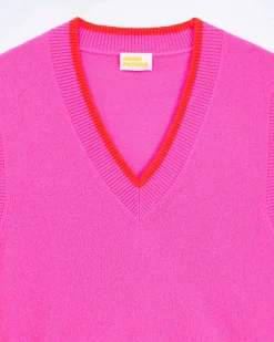 Hot FROM FUTURE Pull Sans Manche Bicolore Tropical Pink
