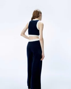 FROM FUTURE Pull Sans Manche Bicolore Navy