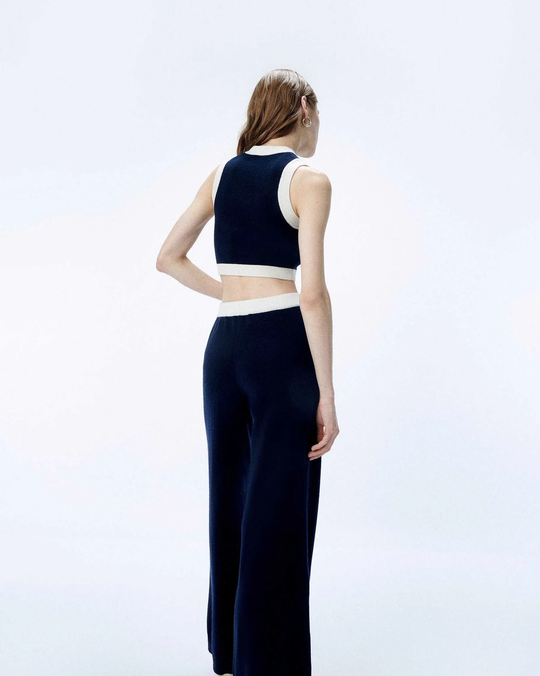 FROM FUTURE Pull Sans Manche Bicolore Navy