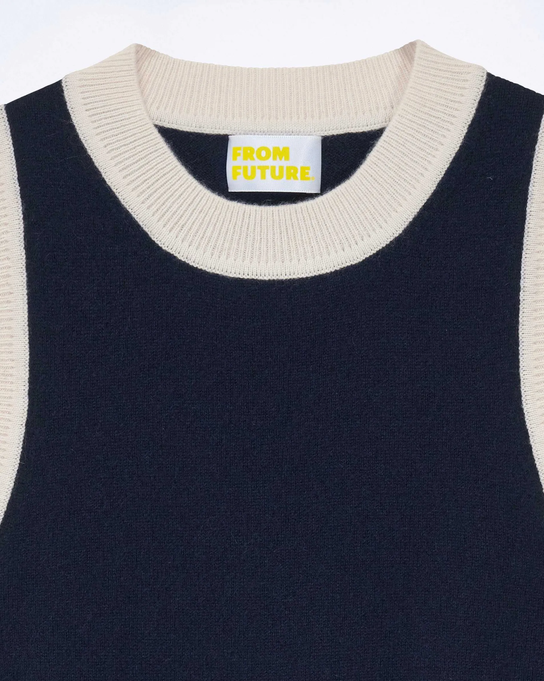 Outlet FROM FUTURE Pull Sans Manche Bicolore Navy