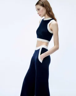 Outlet FROM FUTURE Pull Sans Manche Bicolore Navy