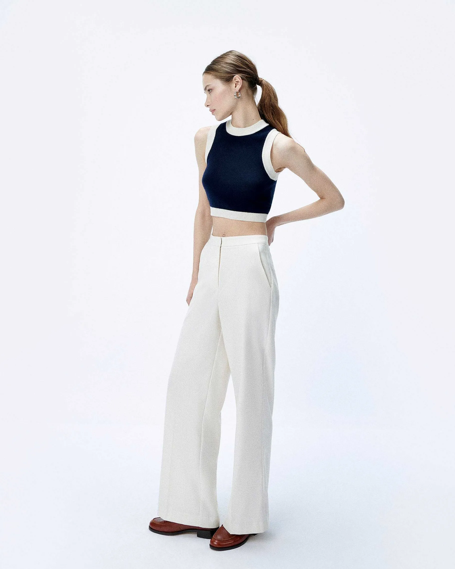 Outlet FROM FUTURE Pull Sans Manche Bicolore Navy