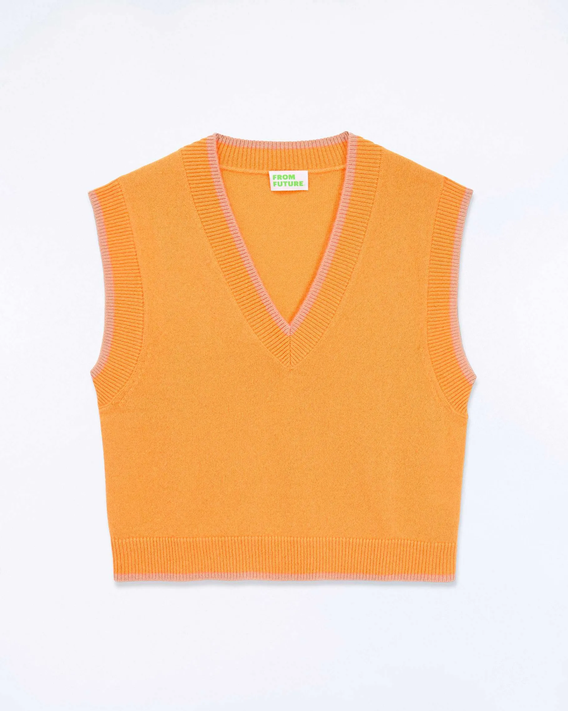 Online FROM FUTURE Pull Sans Manche Bicolore Magic Orange