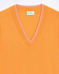 Online FROM FUTURE Pull Sans Manche Bicolore Magic Orange