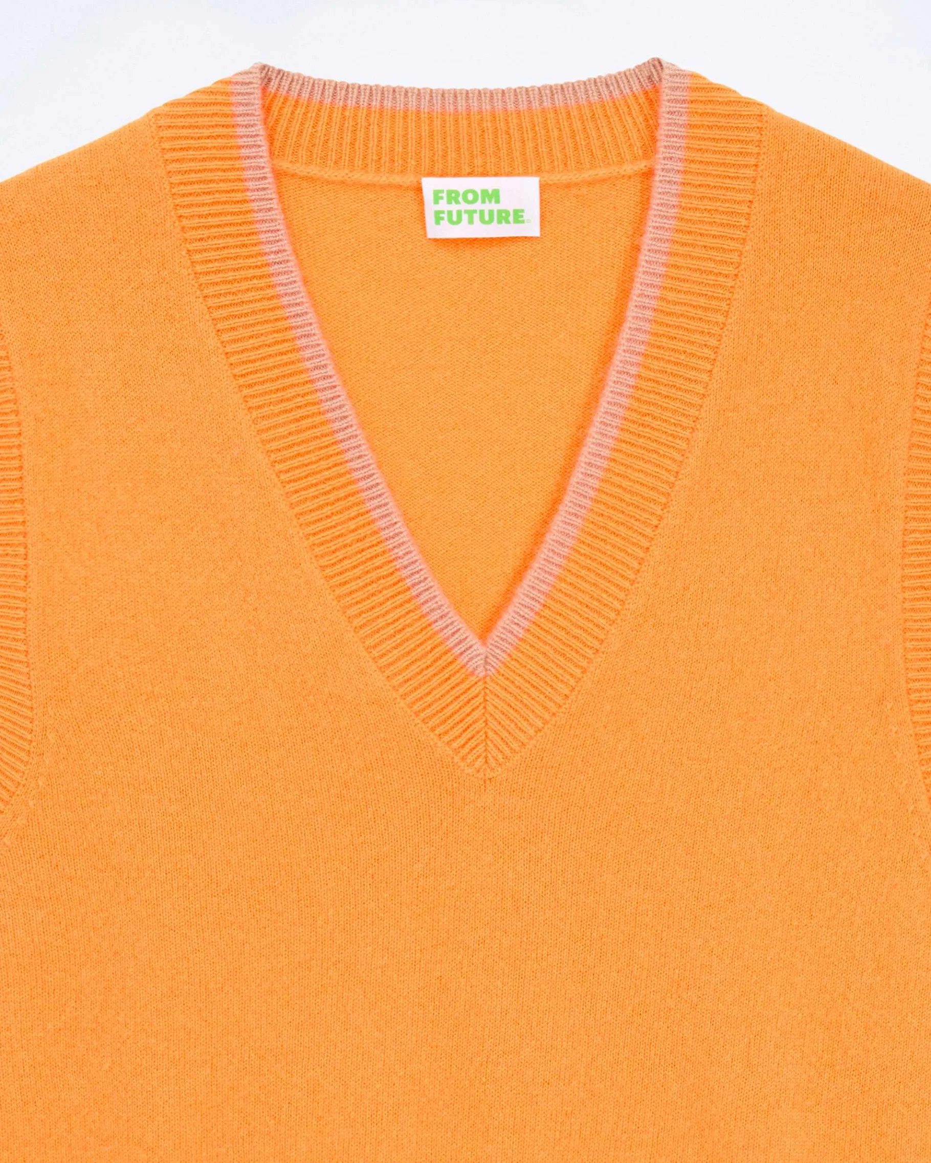 Online FROM FUTURE Pull Sans Manche Bicolore Magic Orange