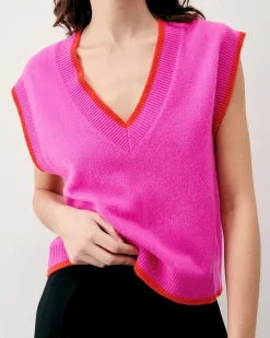 Outlet FROM FUTURE Pull Sans Manche Bicolore Magic Orange