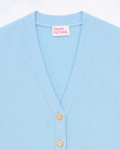 Discount FROM FUTURE Pull Sans Manche Boutons Bijoux Baby Blue