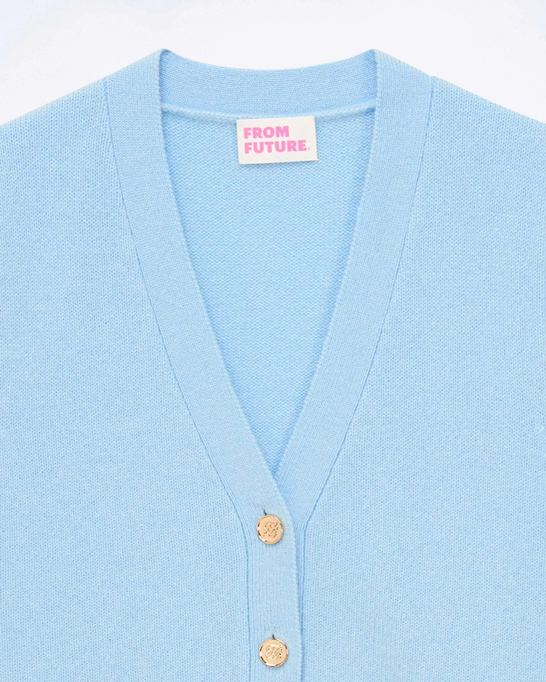 Discount FROM FUTURE Pull Sans Manche Boutons Bijoux Baby Blue