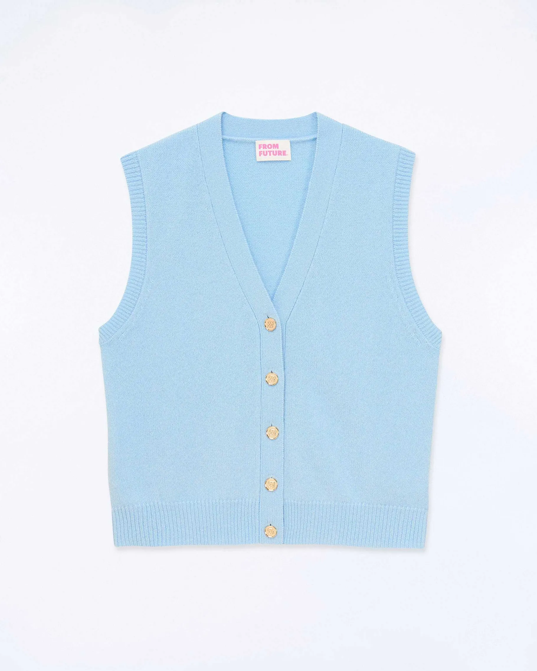 Discount FROM FUTURE Pull Sans Manche Boutons Bijoux Baby Blue