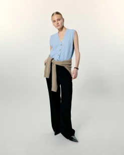 Discount FROM FUTURE Pull Sans Manche Boutons Bijoux Baby Blue