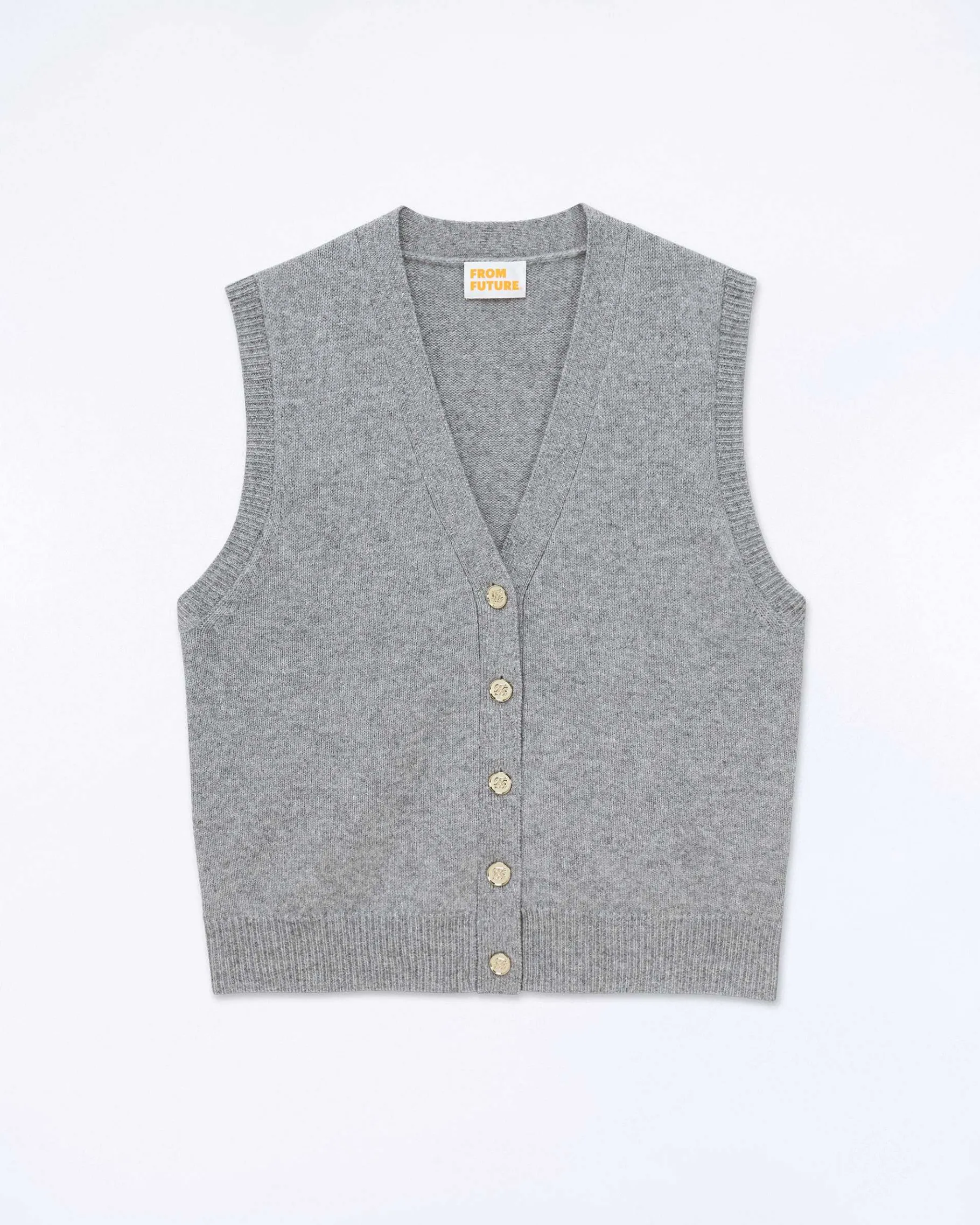 Online FROM FUTURE Pull Sans Manche Boutons Bijoux Gris Chine Fonce