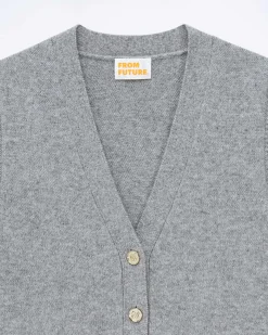 Online FROM FUTURE Pull Sans Manche Boutons Bijoux Gris Chine Fonce