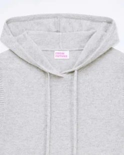 Best FROM FUTURE Pull Sans Manche Capuche Gris Chine Clair