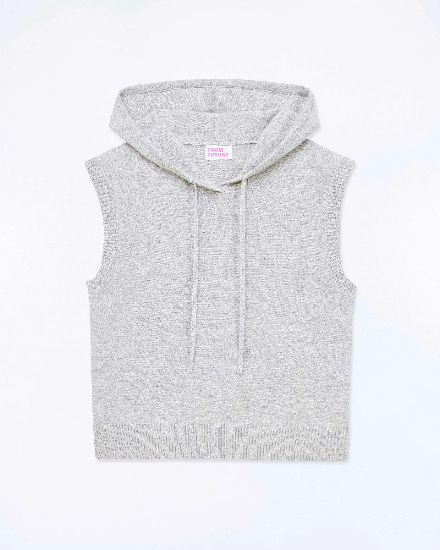 FROM FUTURE Pull Sans Manche Capuche Gris Chine Clair