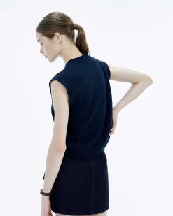 Outlet FROM FUTURE Pull Sans Manche Coeur Navy
