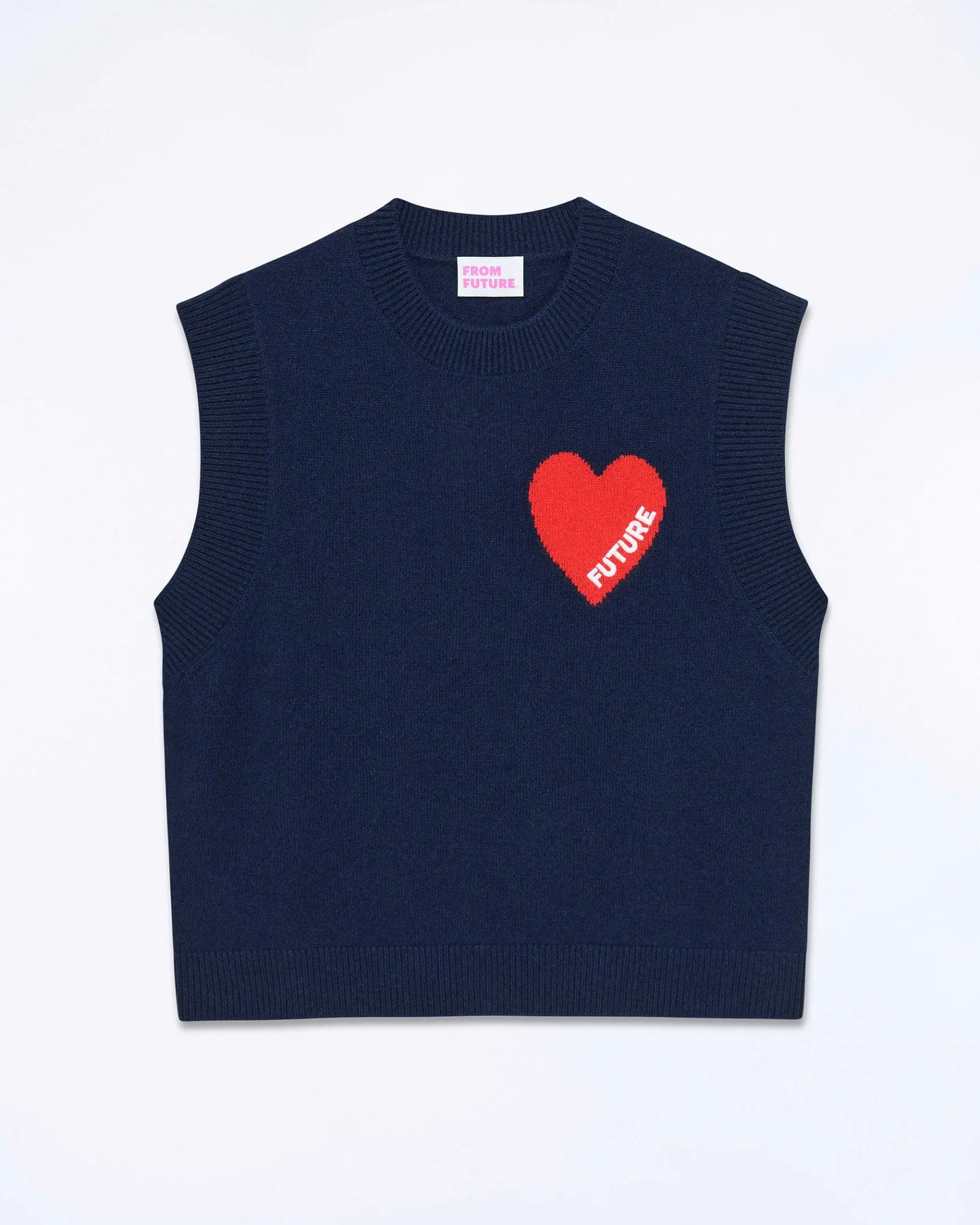 FROM FUTURE Pull Sans Manche Coeur Navy
