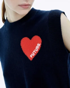 FROM FUTURE Pull Sans Manche Coeur Beige Chine