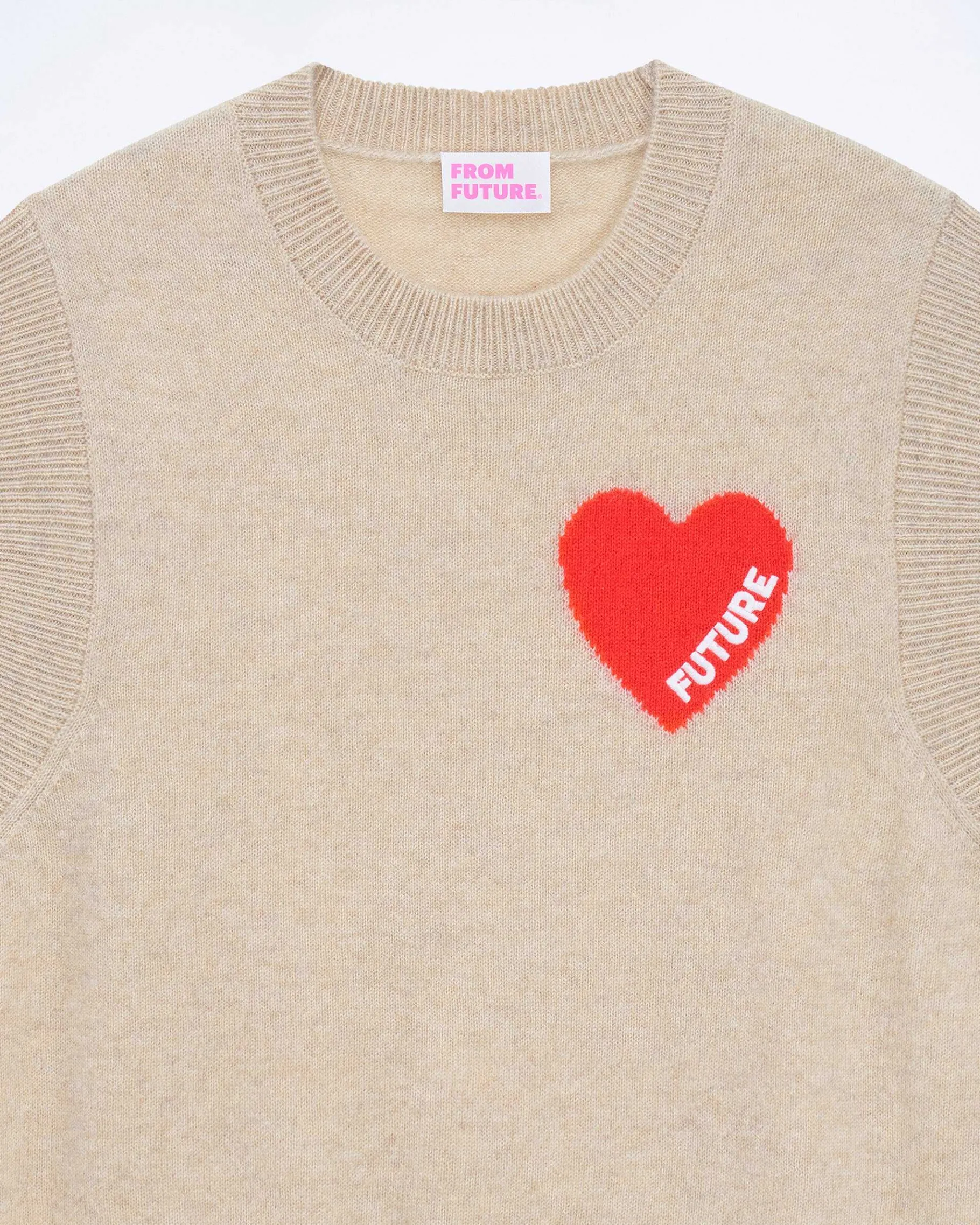 FROM FUTURE Pull Sans Manche Coeur Beige Chine