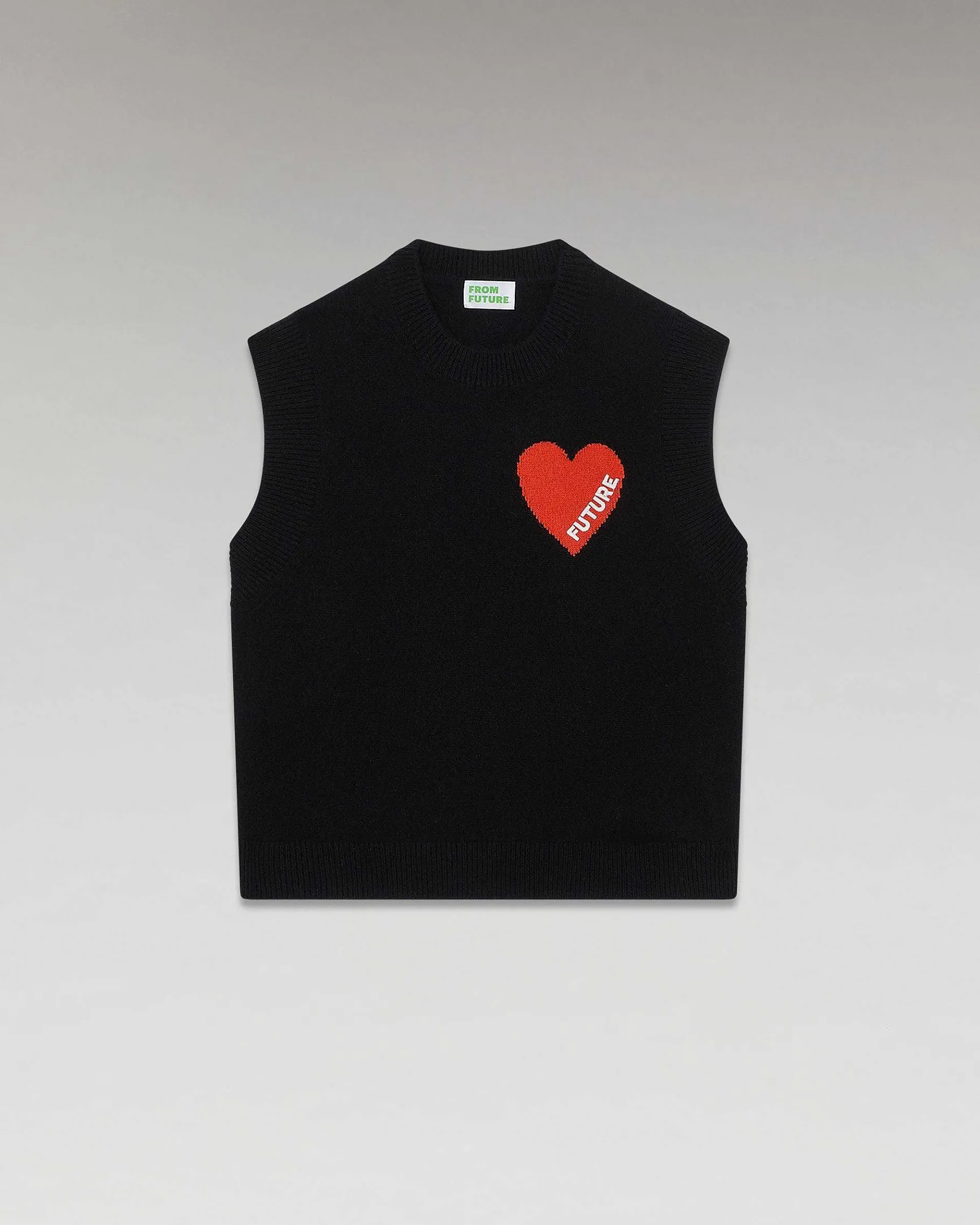 FROM FUTURE Pull Sans Manche Coeur Leger Noir